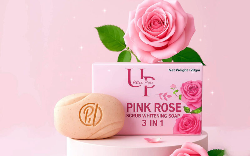 Pink Rose Scrub Whitening Soap 120gm - Image 2