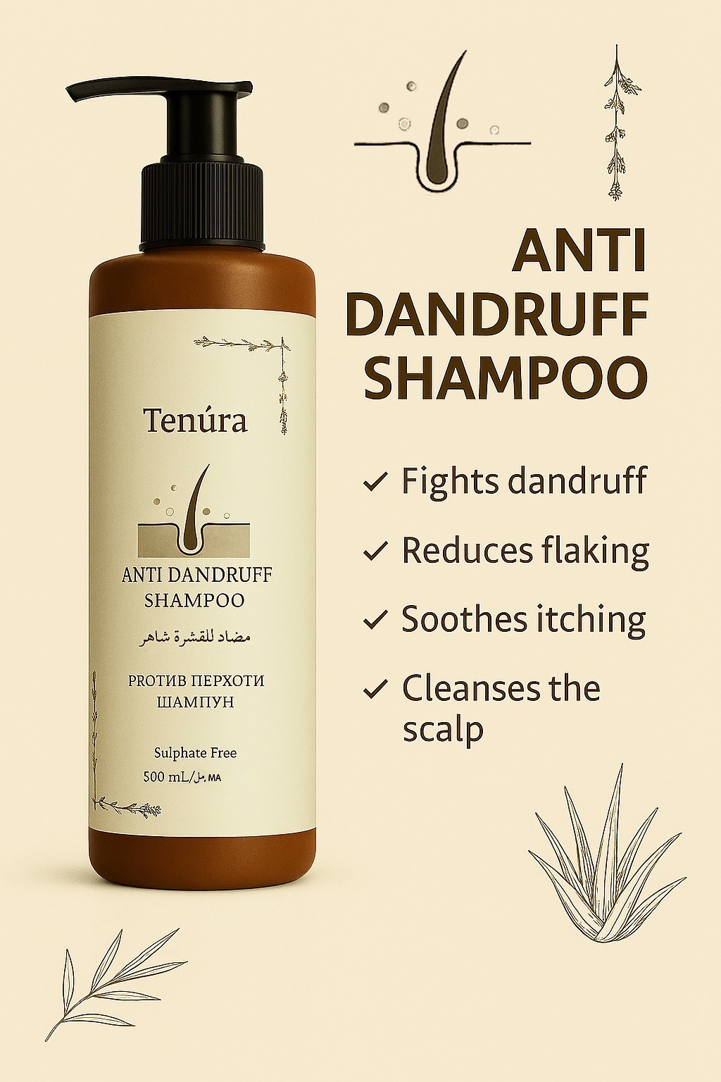 Tenúra Premium Sulphate-Free Shampoo – 400ml | 4 Hair Care Variants - Image 4