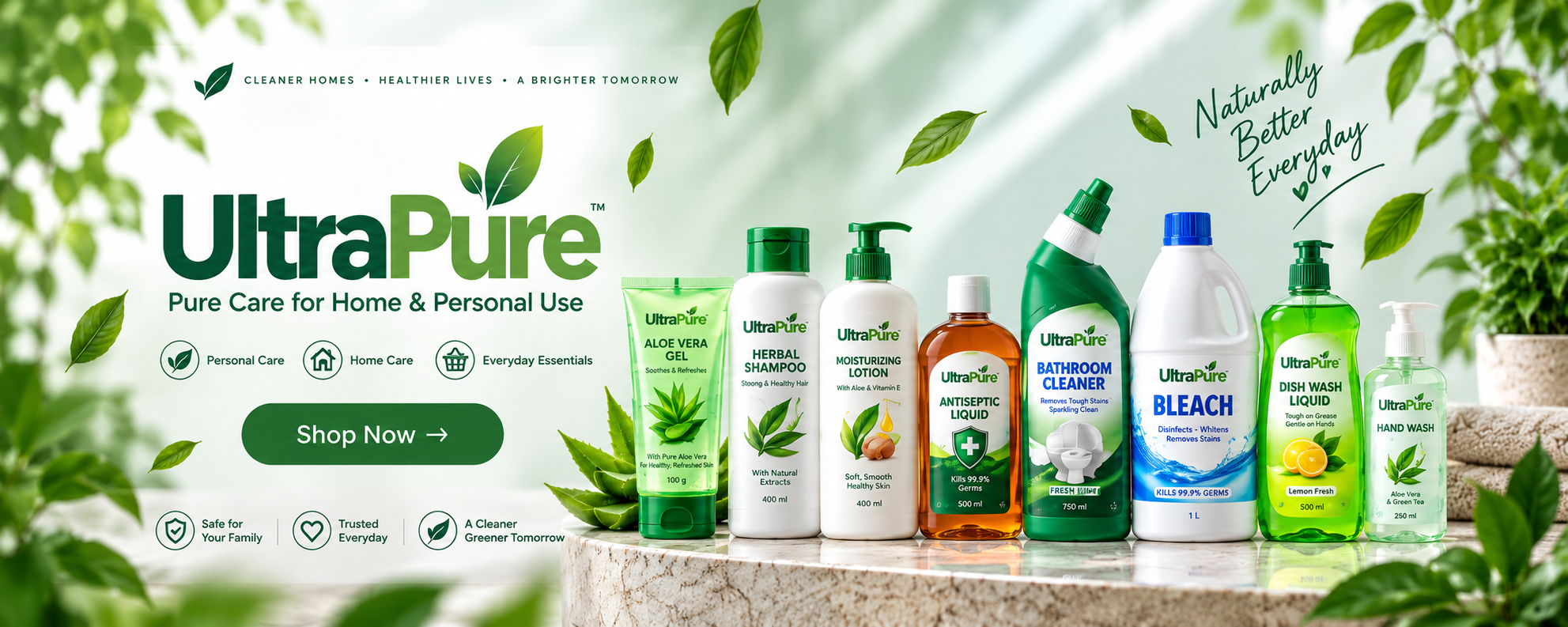 UltraPure home care and personal care products banner